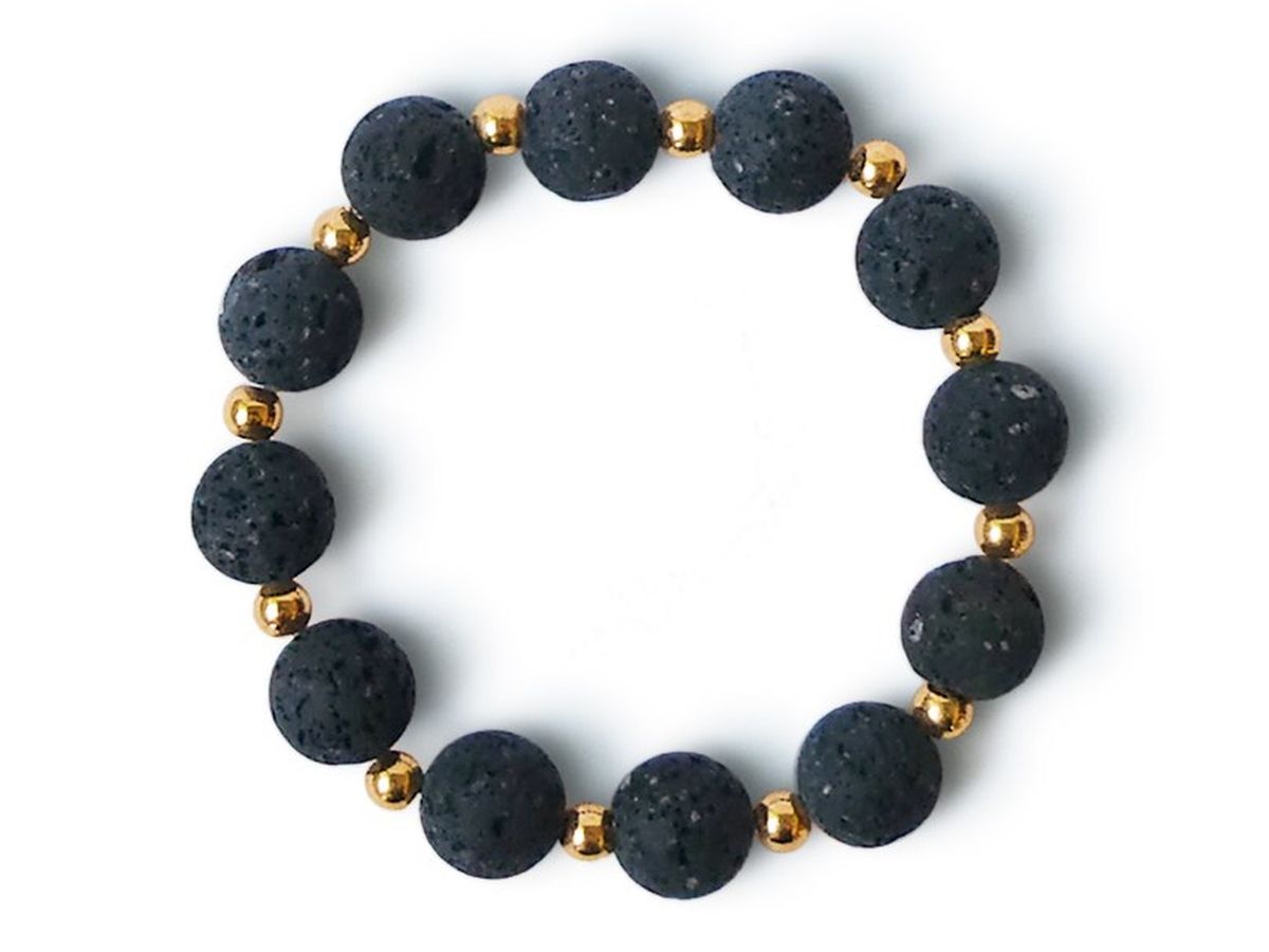 Armband Erde-Lava-vergoldete-Silberkugeln